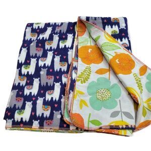 Llama/ floral baby blanket 40x28